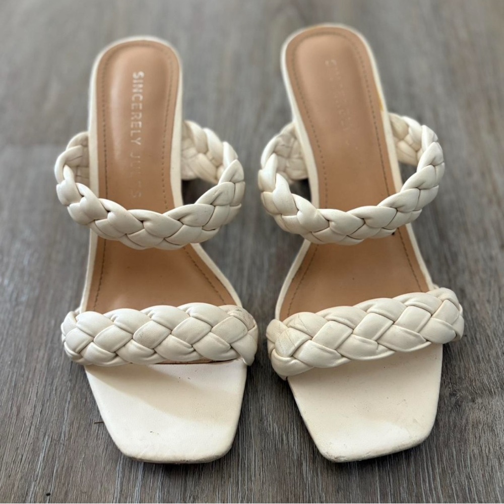 Sincerely Jules Cream Braided Heels